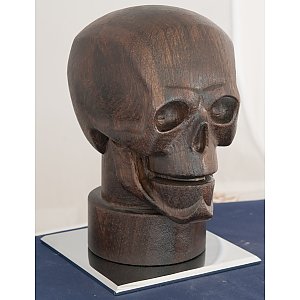 7990 - Skull Totenkopf in Edelholz auf Chromplatte