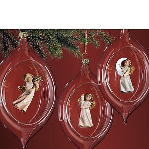 Christmas balls Glass Mouth blown & angels wood